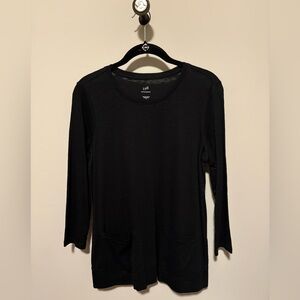 Black Pima Cotton Three Quarter Sleeve Top NWT
size Small